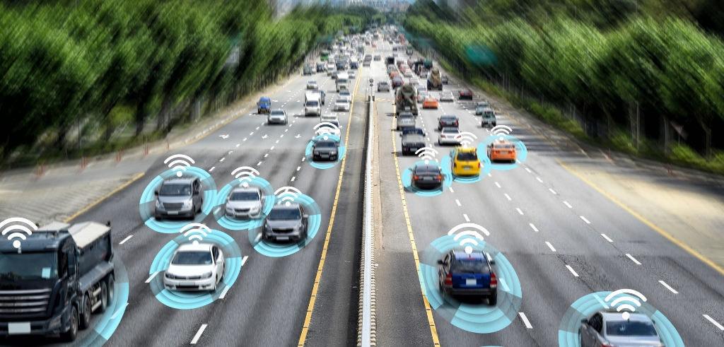 Connected cars on highway